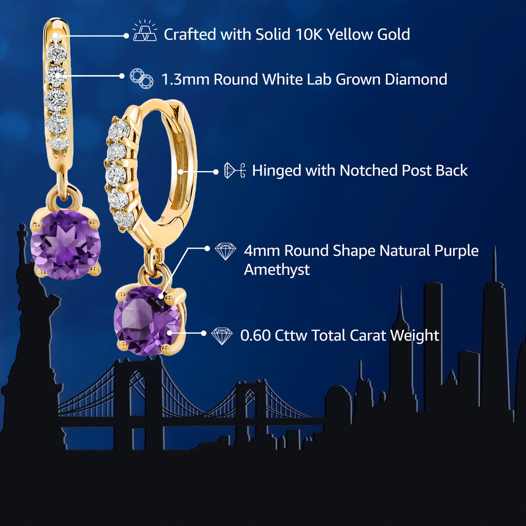 Amethyst - February_Earrings in 10K Yellow Gold