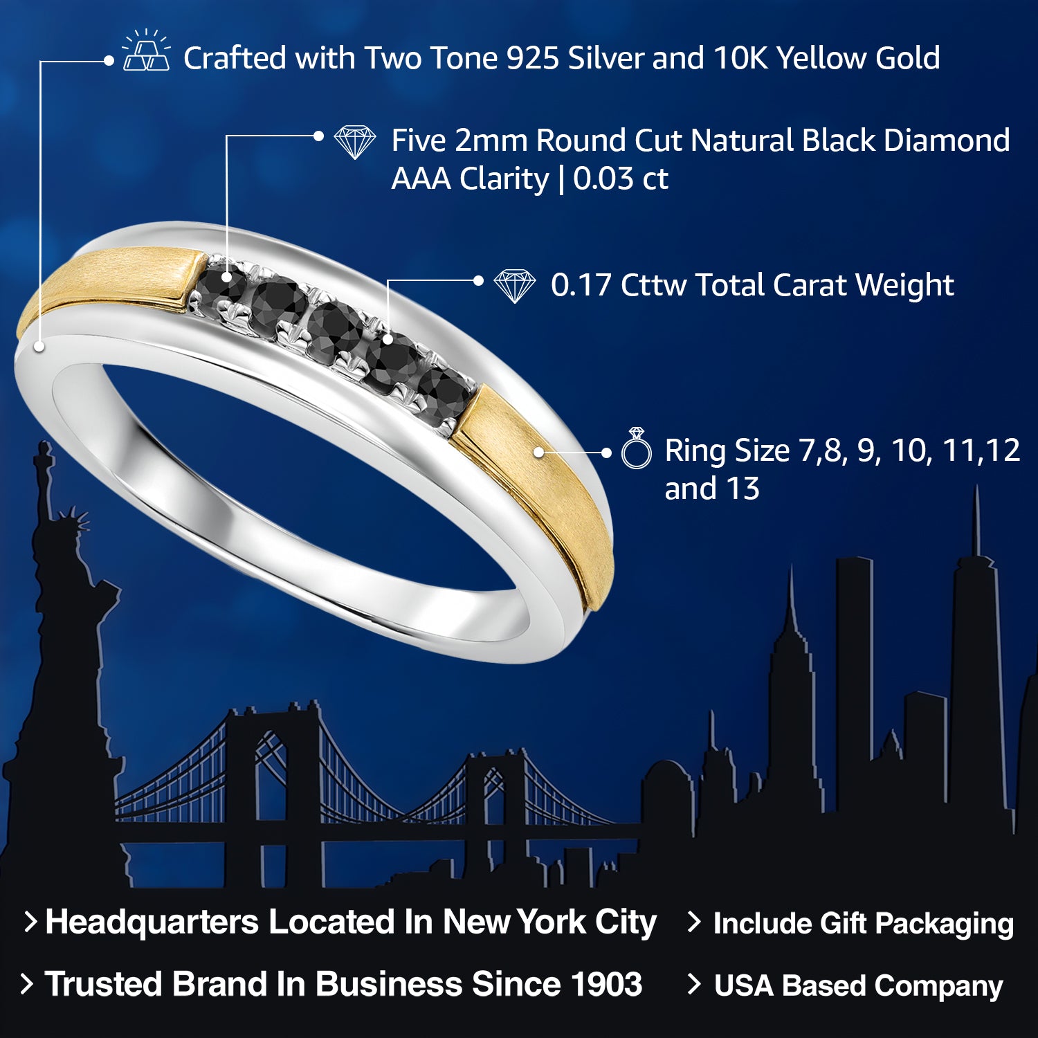 Ring in 925 Sterling Silver and 10K Yellow Gold