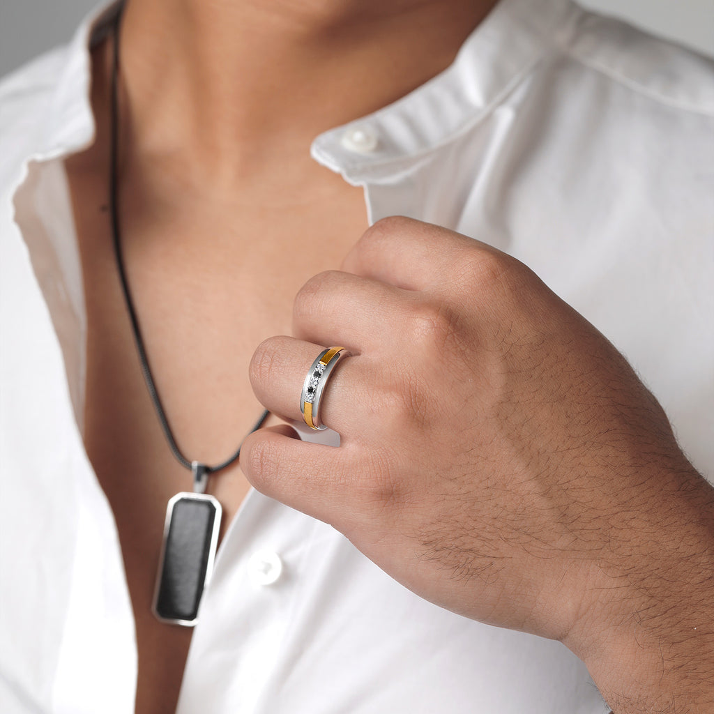 Ring in 925 Sterling Silver and 10K Yellow Gold