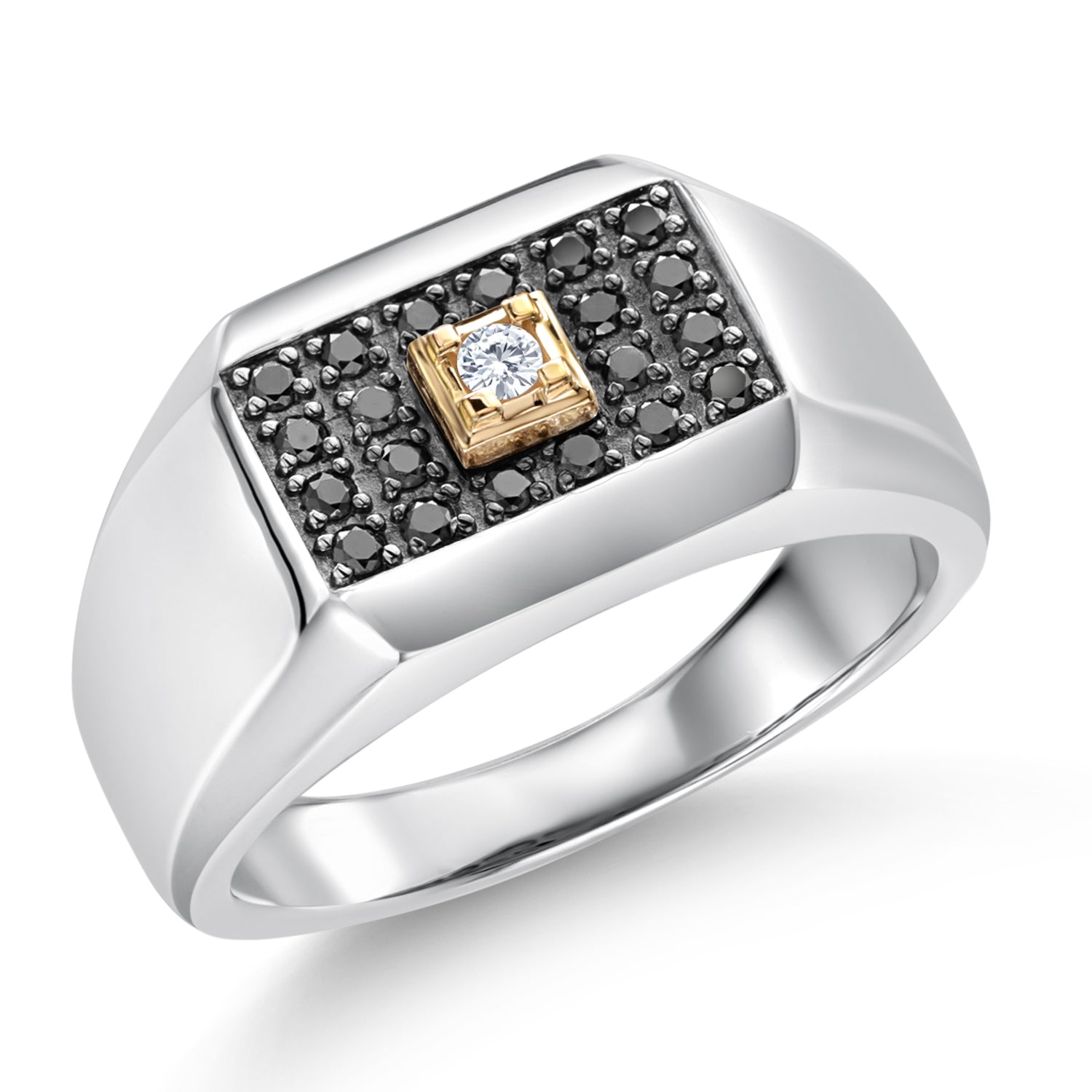 Ring in 925 Sterling Silver and 10K Yellow Gold