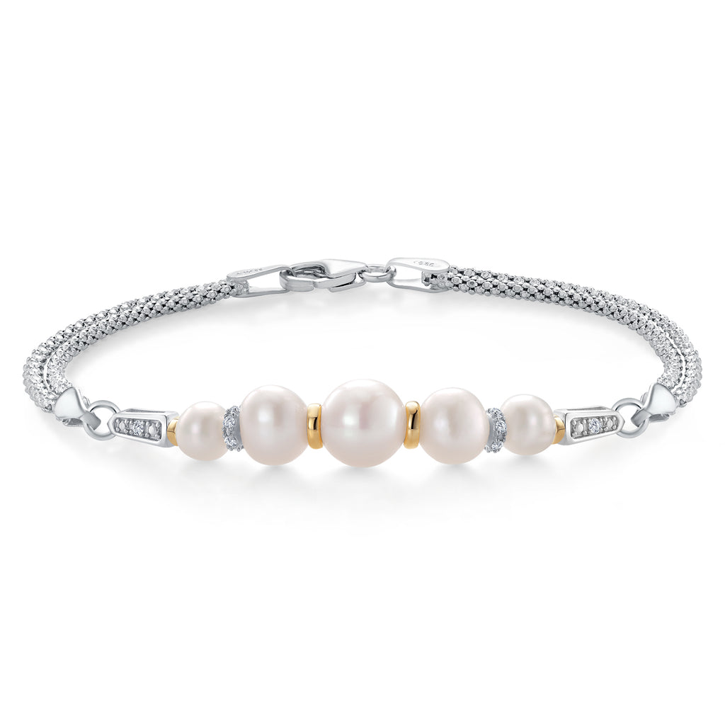 7.5 Inches_Bracelet in 925 Sterling Silver and 10K Yellow Gold