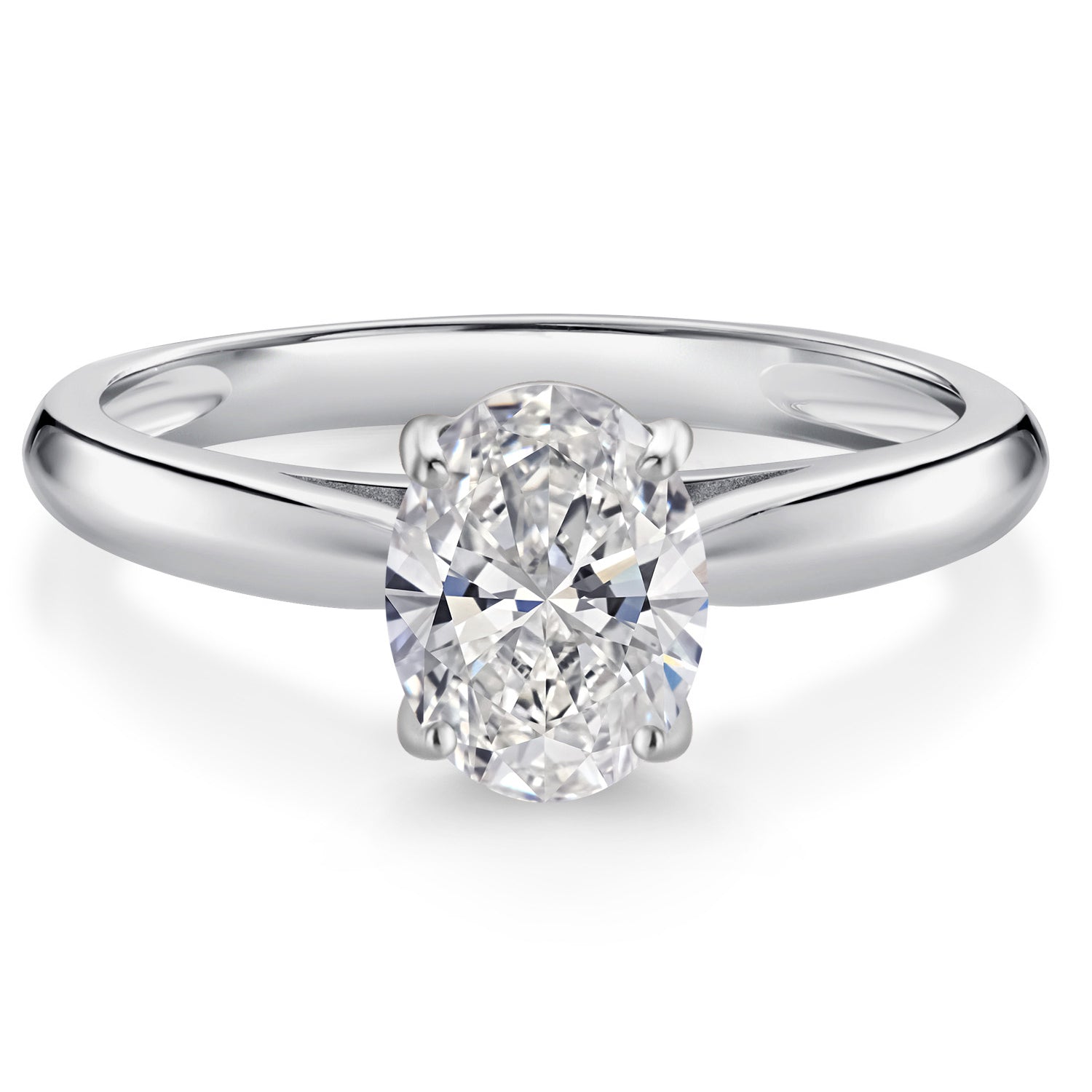 10K White Gold IGI Certified Lab Grown Diamond Solitaire Engagement Ring For Women | 1 Ct Oval Cut | F-G Color | VS1 Clarity | Available In Size 5, 6, 7, 8, 9