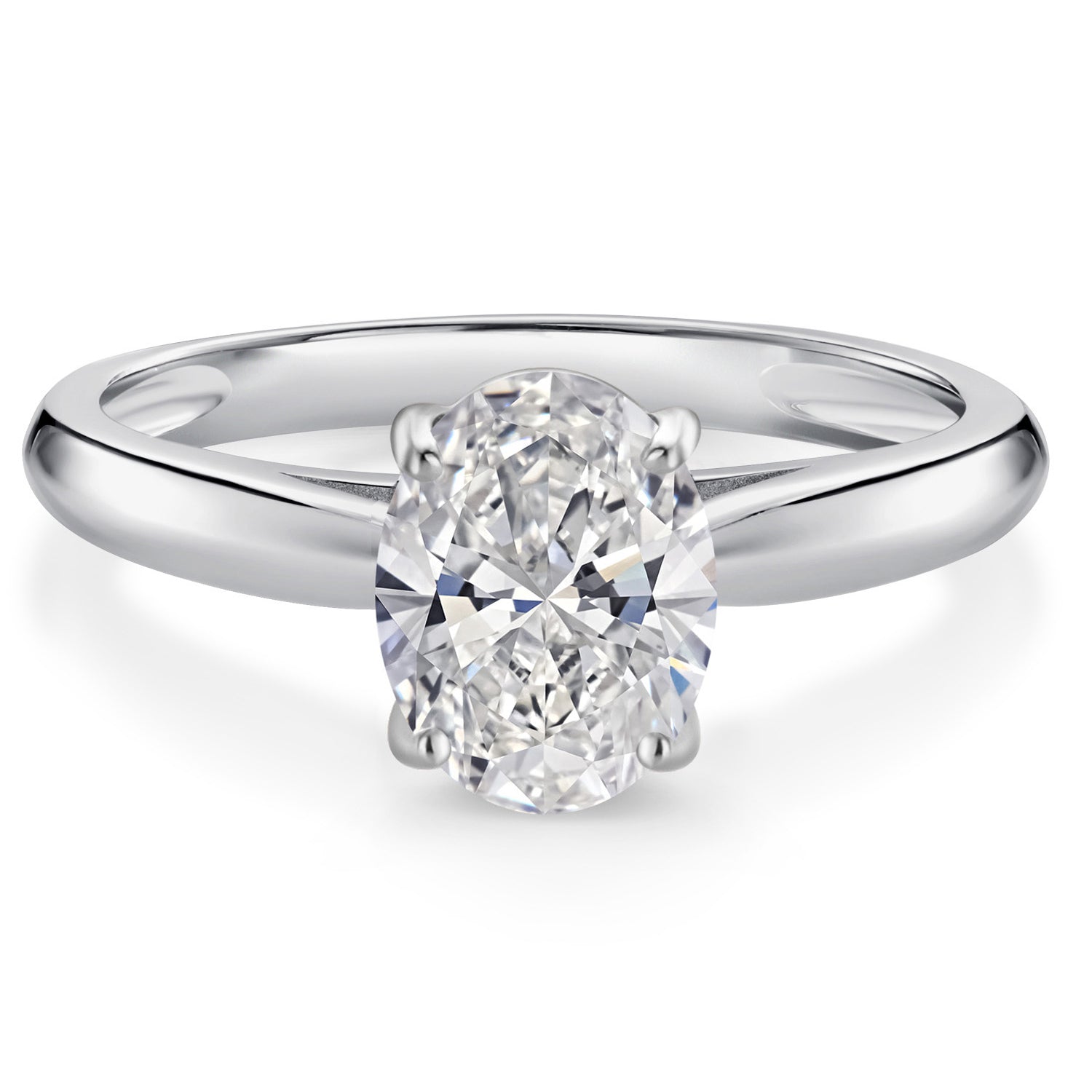 10K White Gold IGI Certified Lab Grown Diamond Solitaire Engagement Ring For Women | 1.5 Ct Oval Cut | F-G Color | VS1 Clarity | Available In Size 5, 6, 7, 8, 9