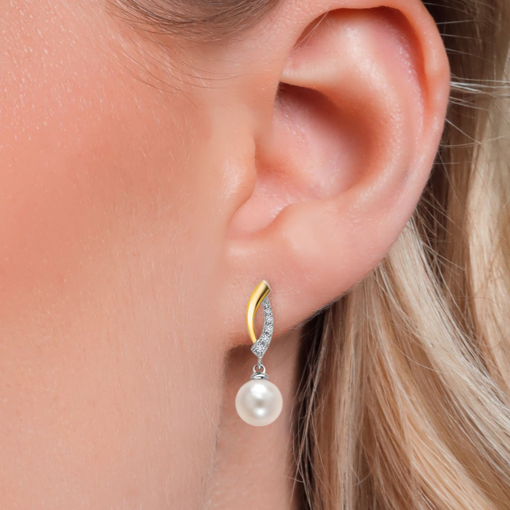 Earrings in 925 Sterling Silver and 10K Yellow Gold