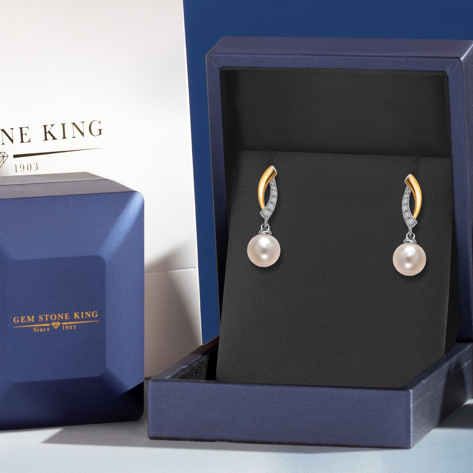 Earrings in 925 Sterling Silver and 10K Yellow Gold