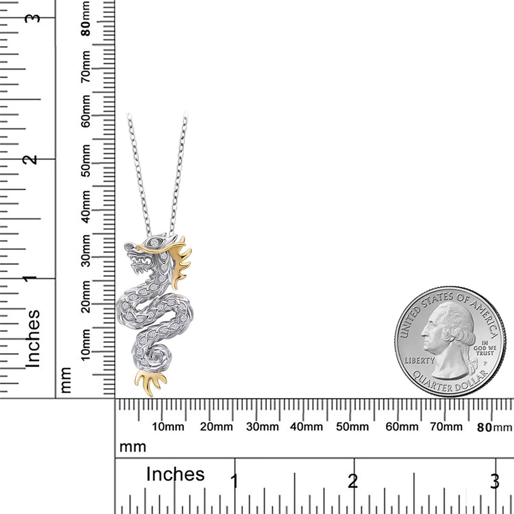 Pendant in 925 Sterling Silver and 10K Yellow Gold
