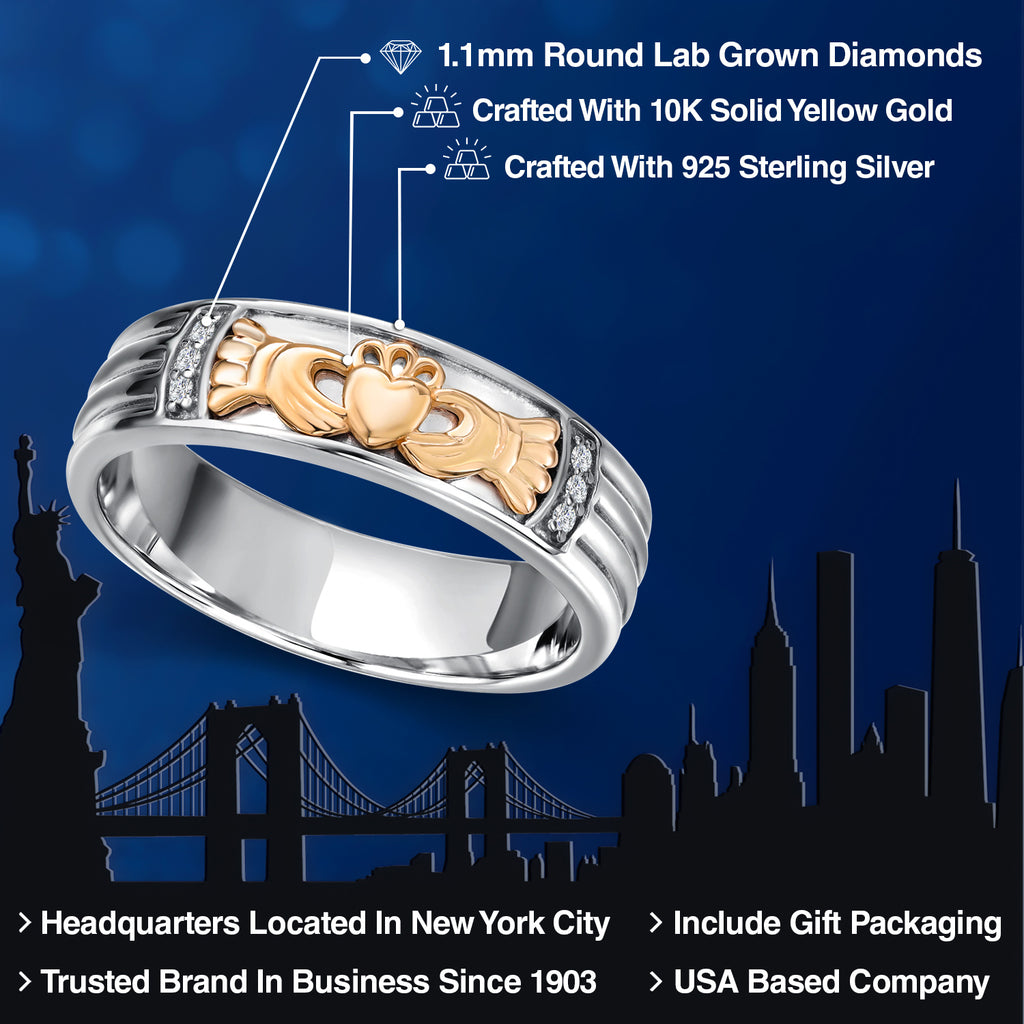 Ring in 925 Sterling Silver and 10K Yellow Gold