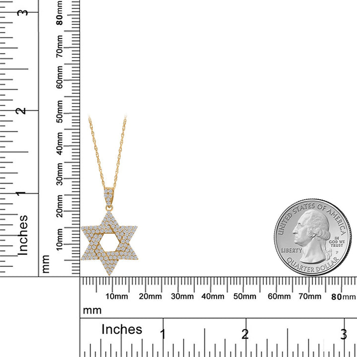 14K Yellow Gold White Lab Grown Diamond Star of David Pendant Necklace | 0.76 Cttw | G-H Color | VS2 - SI1 Clarity | Gold Necklace for Women By Keren Hanan | 18 Inches Chain