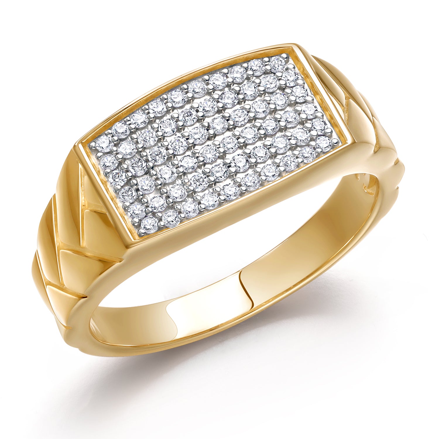 Men's 10K Yellow Gold White Lab Grown Diamond Ring | 0.46 Cttw | Gold Ring for Men | Available in Size 5,6,7,8,9,10,11,12,13