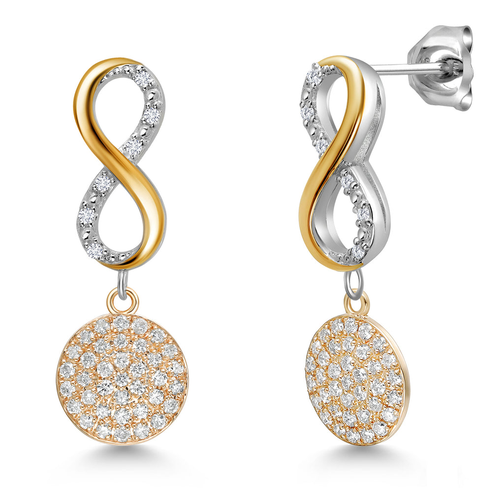 Earrings in 925 Sterling Silver and 10K Yellow Gold