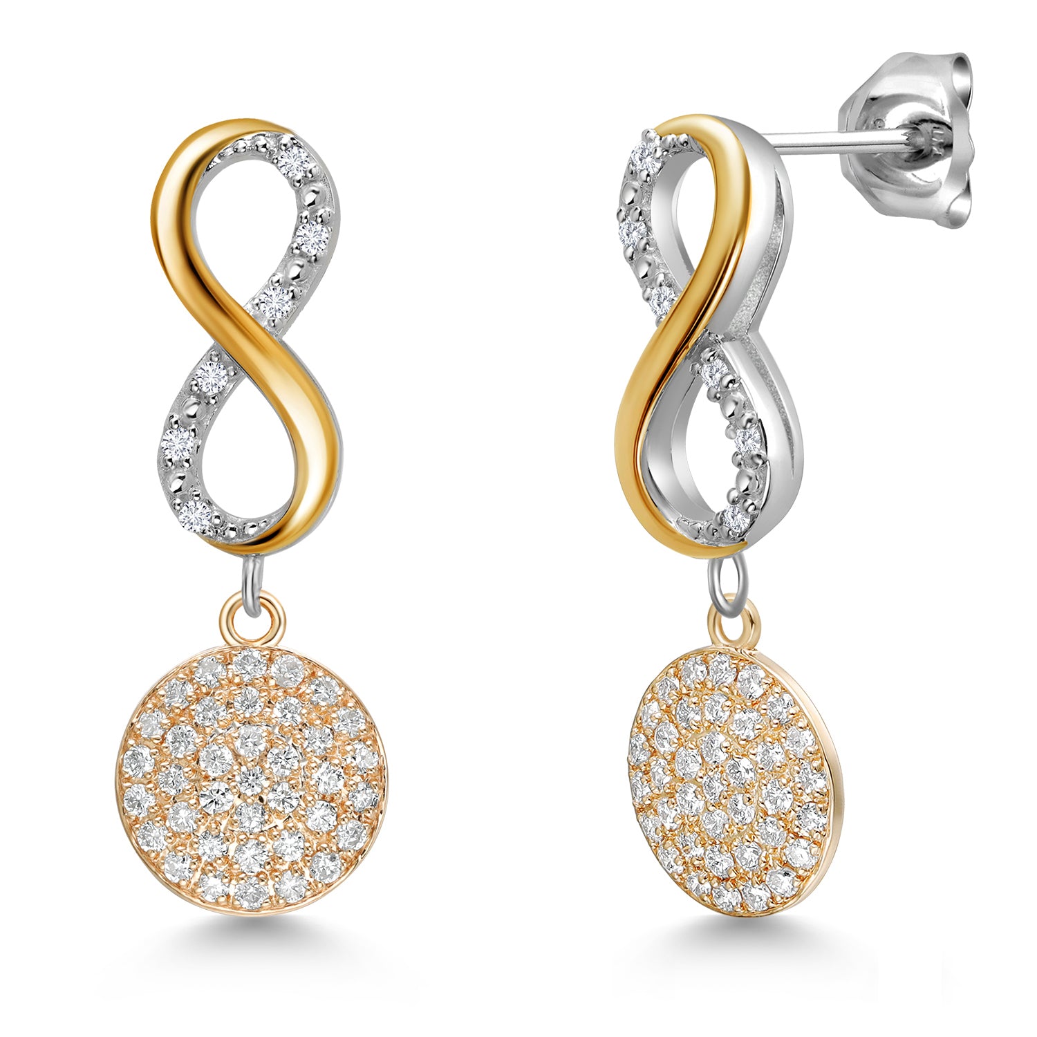 925 Silver and 10K Yellow Gold Lab Grown Diamond Drop Dangle Earrings For Women | 0.25 Cttw | Gemstone Birthstone | 20x10MM Lab Grown Earrings