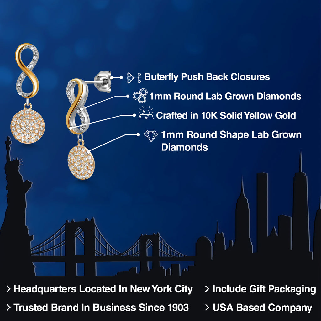 Earrings in 925 Sterling Silver and 10K Yellow Gold