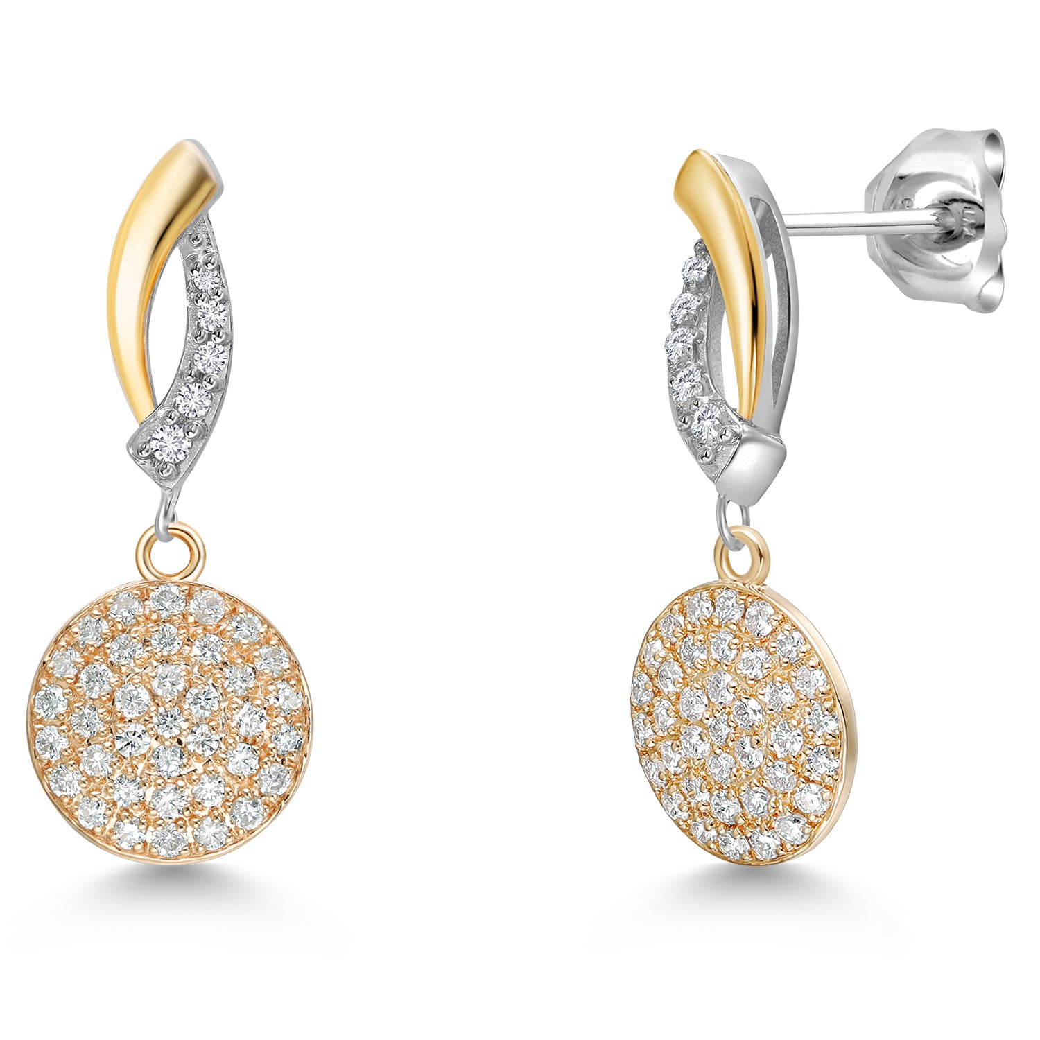 925 Silver and 10K Yellow Gold Lab Grown Diamond Drop Dangle Earrings For Women | 0.22 Cttw | Gemstone Birthstone | 20x10MM Lab Grown Diamond Earrings