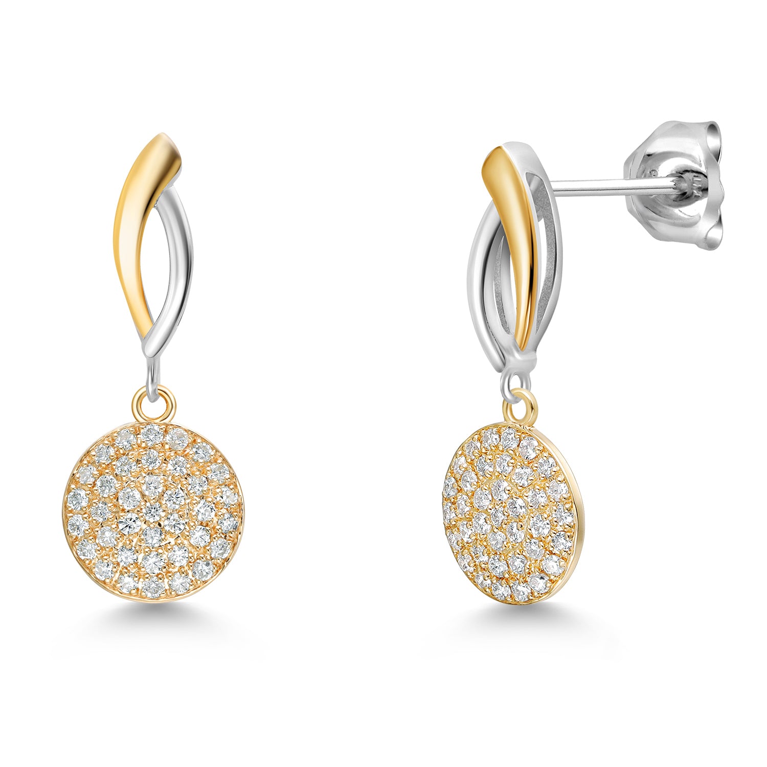 925 Silver and 10K Yellow Lab Grown Diamond Drop Dangle Earrings For Women | 0.19 Cttw | Gemstone Birthstone | 20x10MM Lab Grown Diamond Earrings