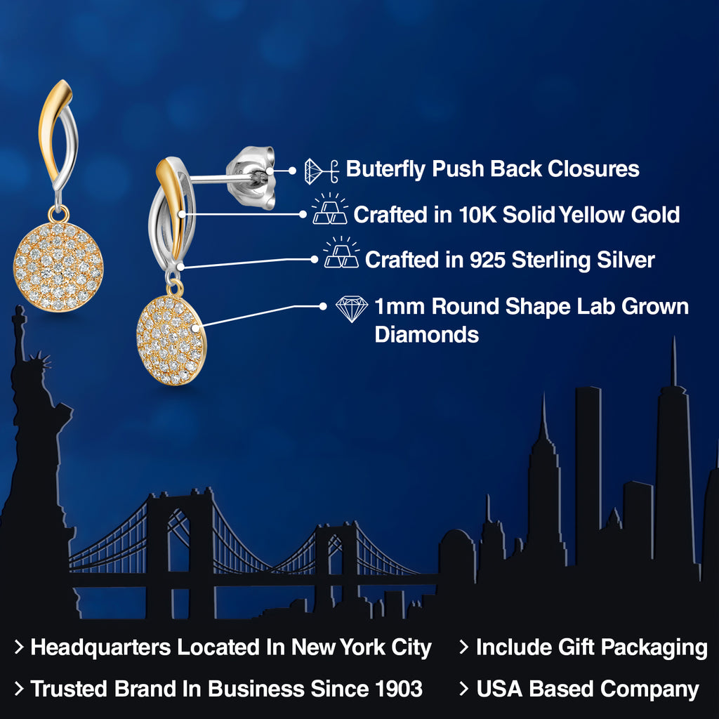 Earrings in 925 Sterling Silver and 10K Yellow Gold