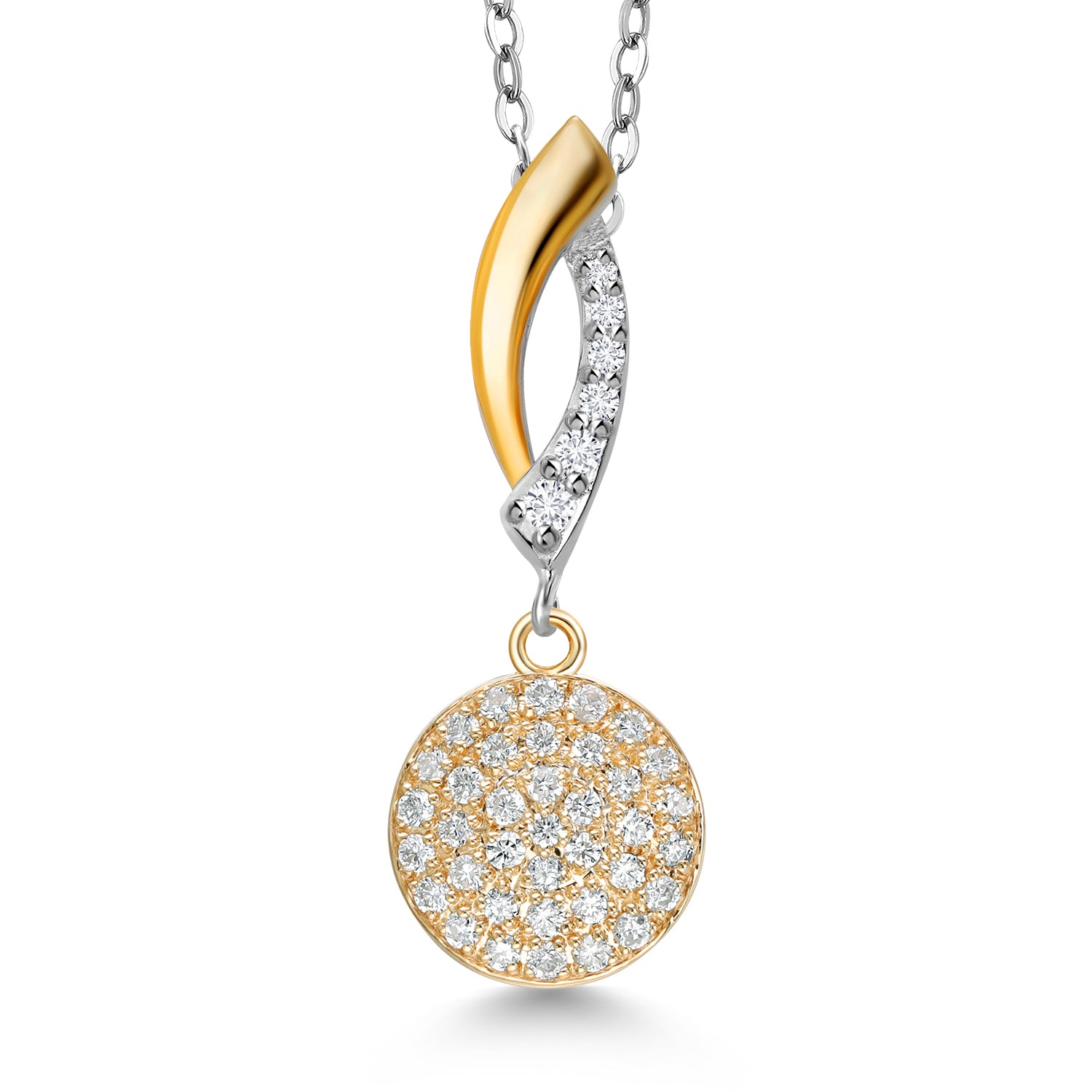 925 Silver and 10K Yellow Gold Lab Grown Diamond Pendant Necklace for Women | 0.21 Cttw | Gemstone Birthstone | With 18 Inch Chain