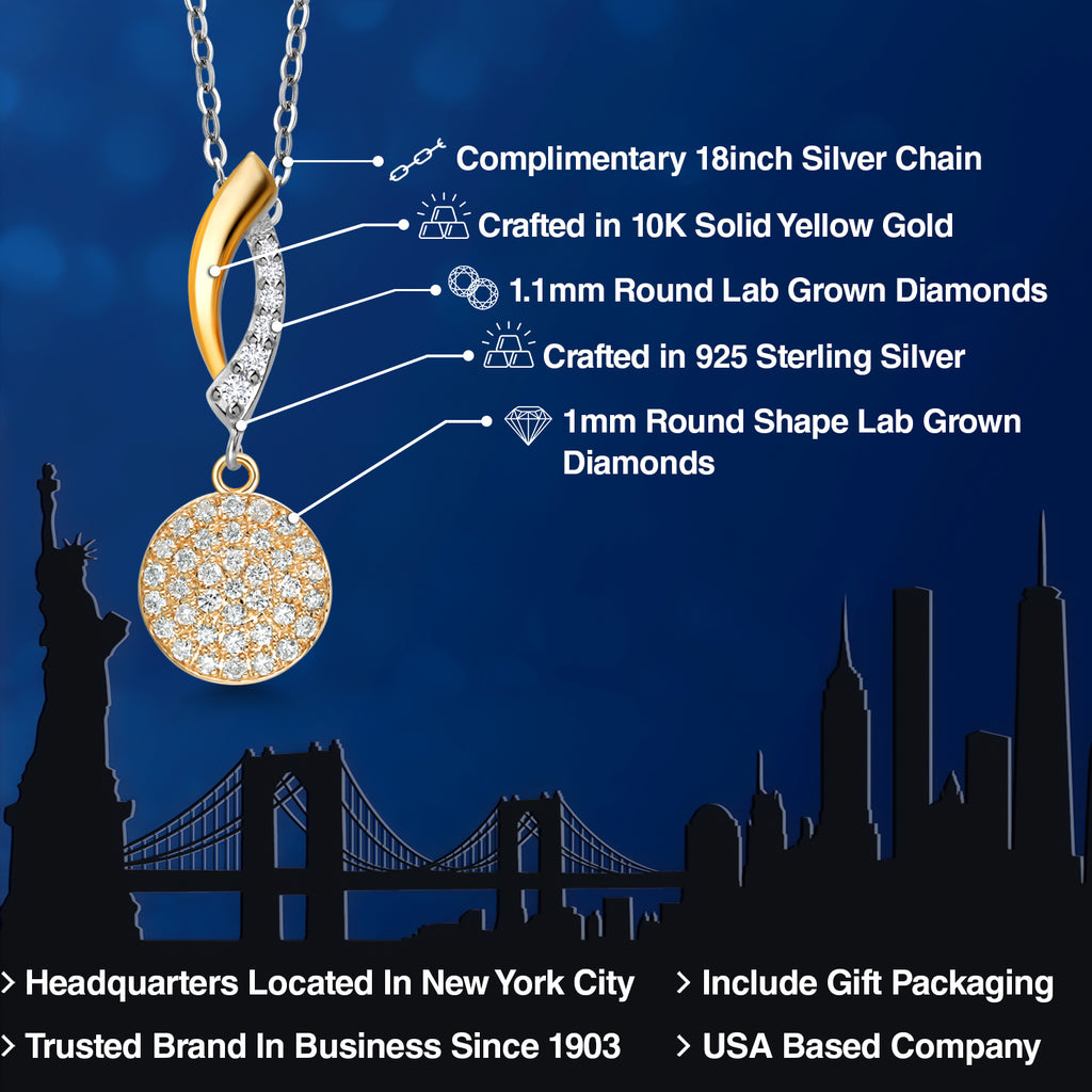 Pendant in 925 Sterling Silver and 10K Yellow Gold
