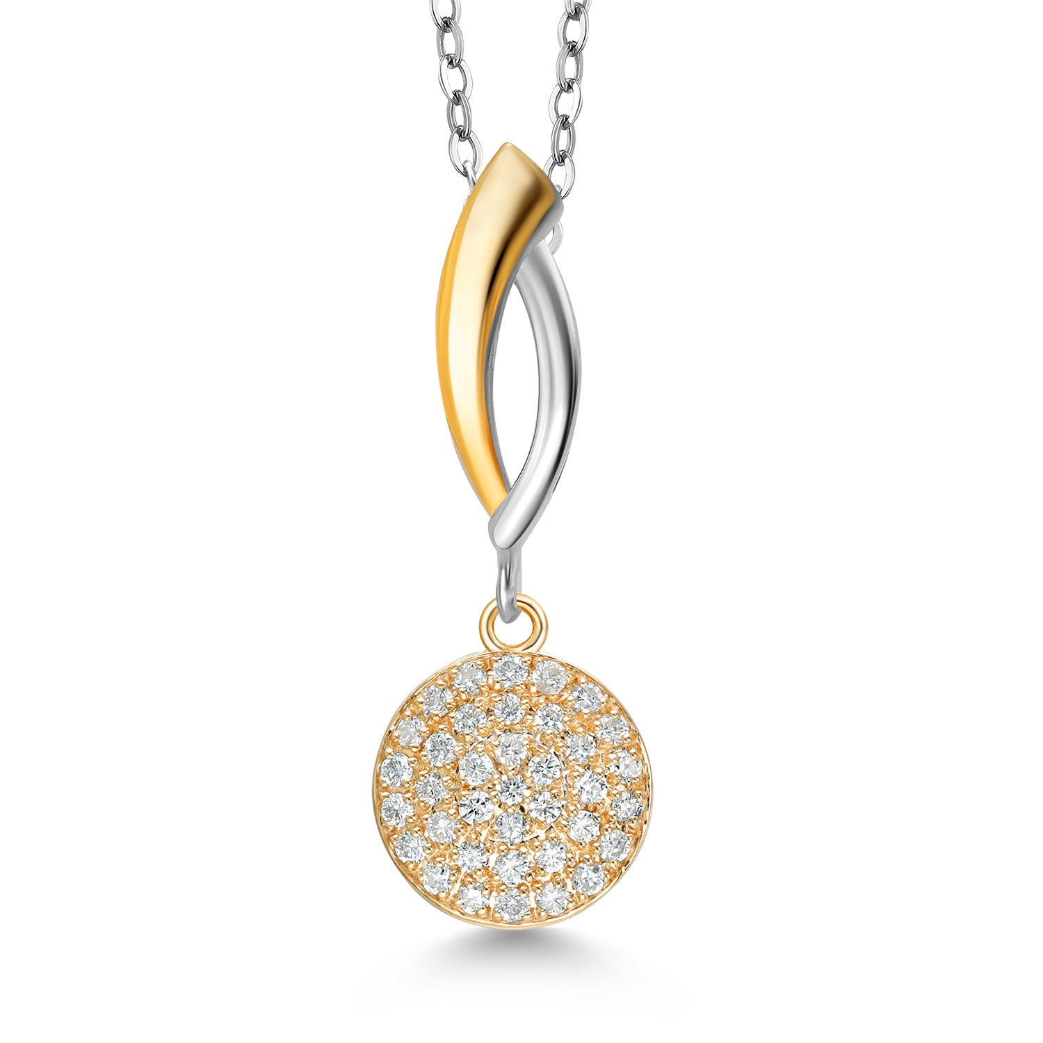 925 Silver and 10K Yellow Gold Lab Grown Diamond Pendant Necklace for Women | 0.19 Cttw | Gemstone Birthstone | With 18 Inch Chain