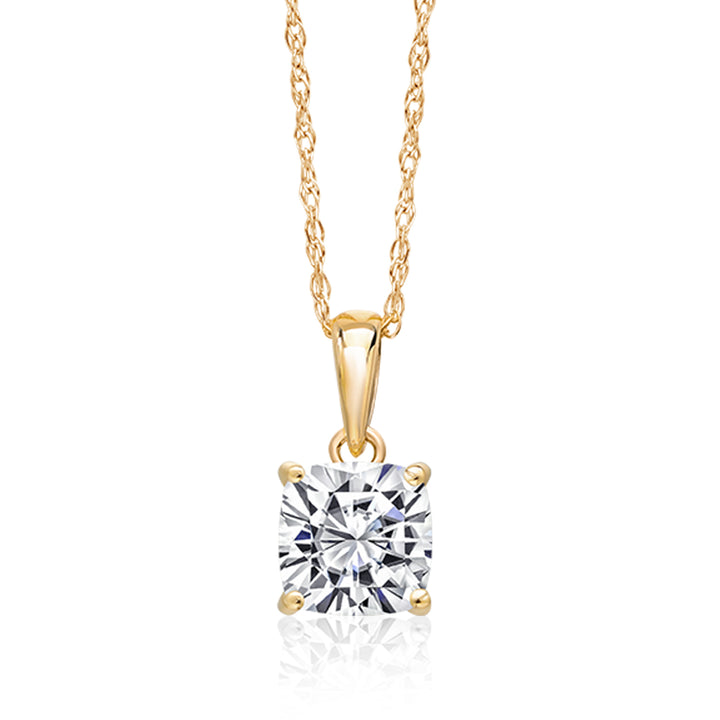 1.00 Ct Cushion Cut 14K Yellow Gold IGI Certified Lab Grown Diamond Pendant Necklace | F-G Color | VS Clarity | Gold Necklace For Women | With 18 Inch Gold Chain