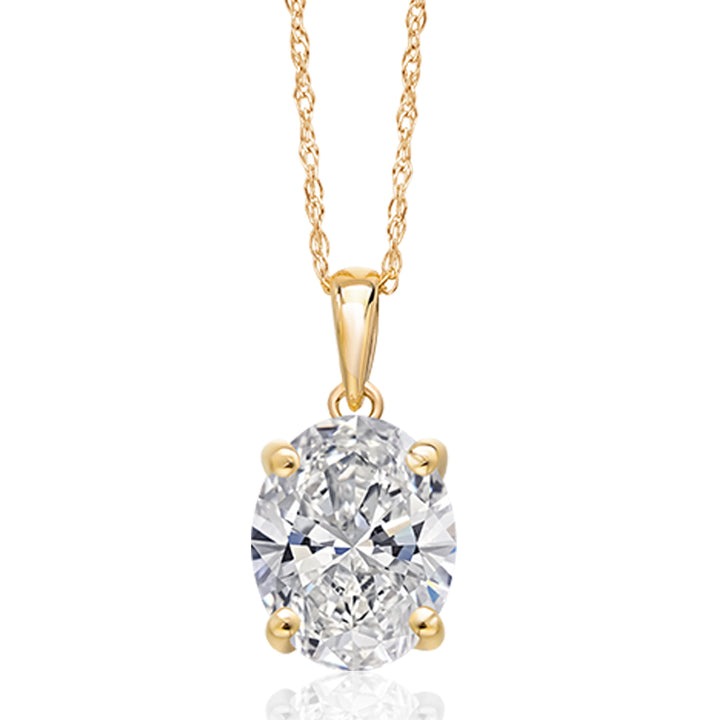 2.00 Ct Oval Cut 14K Yellow Gold IGI Certified Lab Grown Diamond Pendant Necklace | F-G Color | VS1 Clarity | Gold Necklace For Women | With 18 Inch Gold Chain