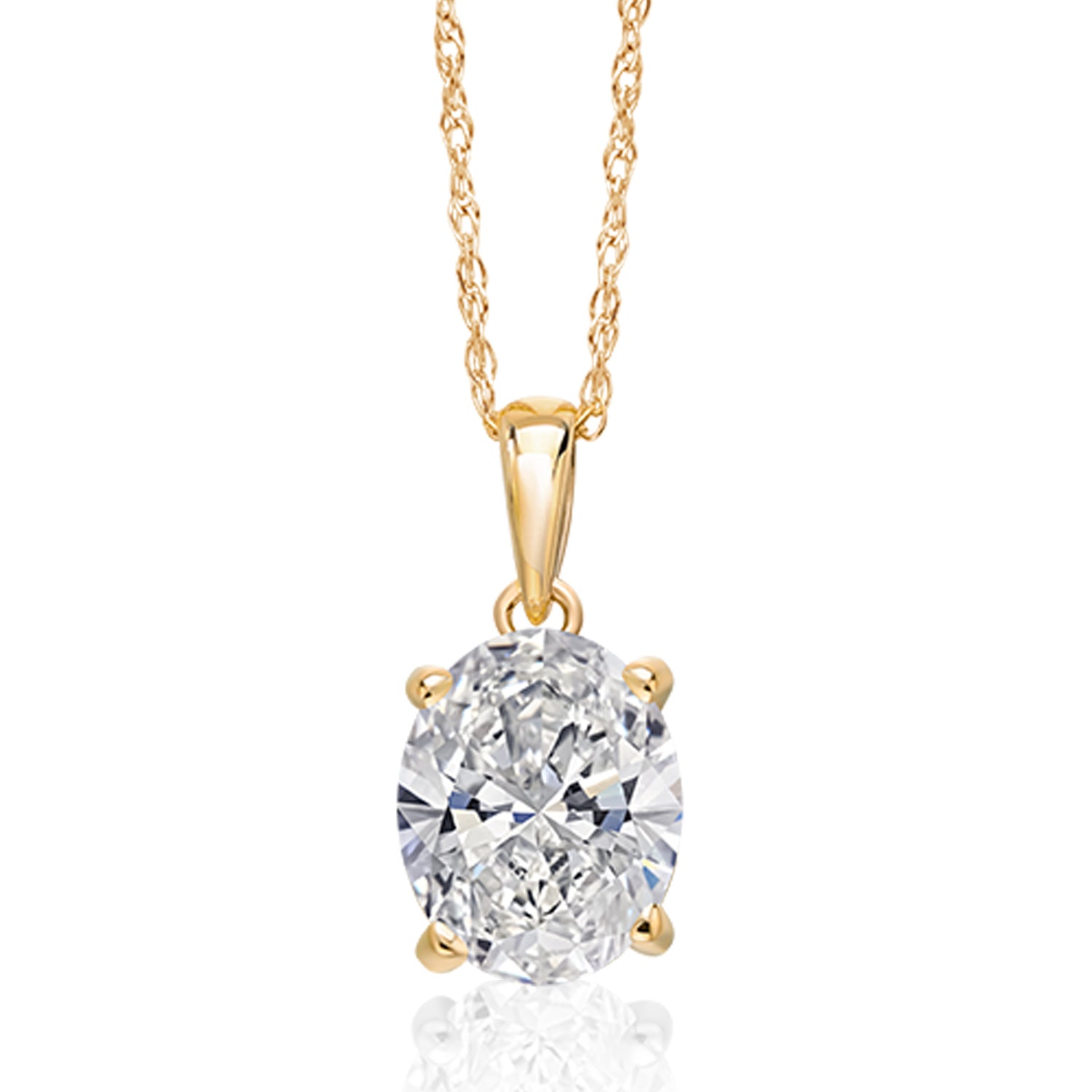 1.50 Ct Oval Cut 14K Yellow Gold IGI Certified Lab Grown Diamond Pendant Necklace | F-G Color | VS Clarity | Gold Necklace For Women | With 18 Inch Gold Chain