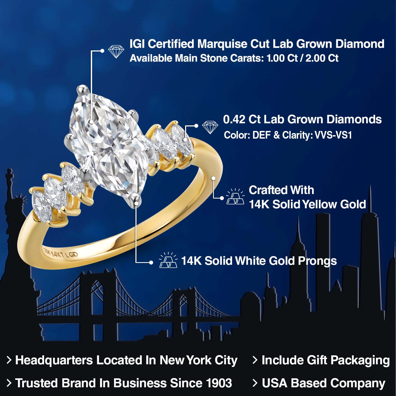 Ring in 14K Two Tone Gold