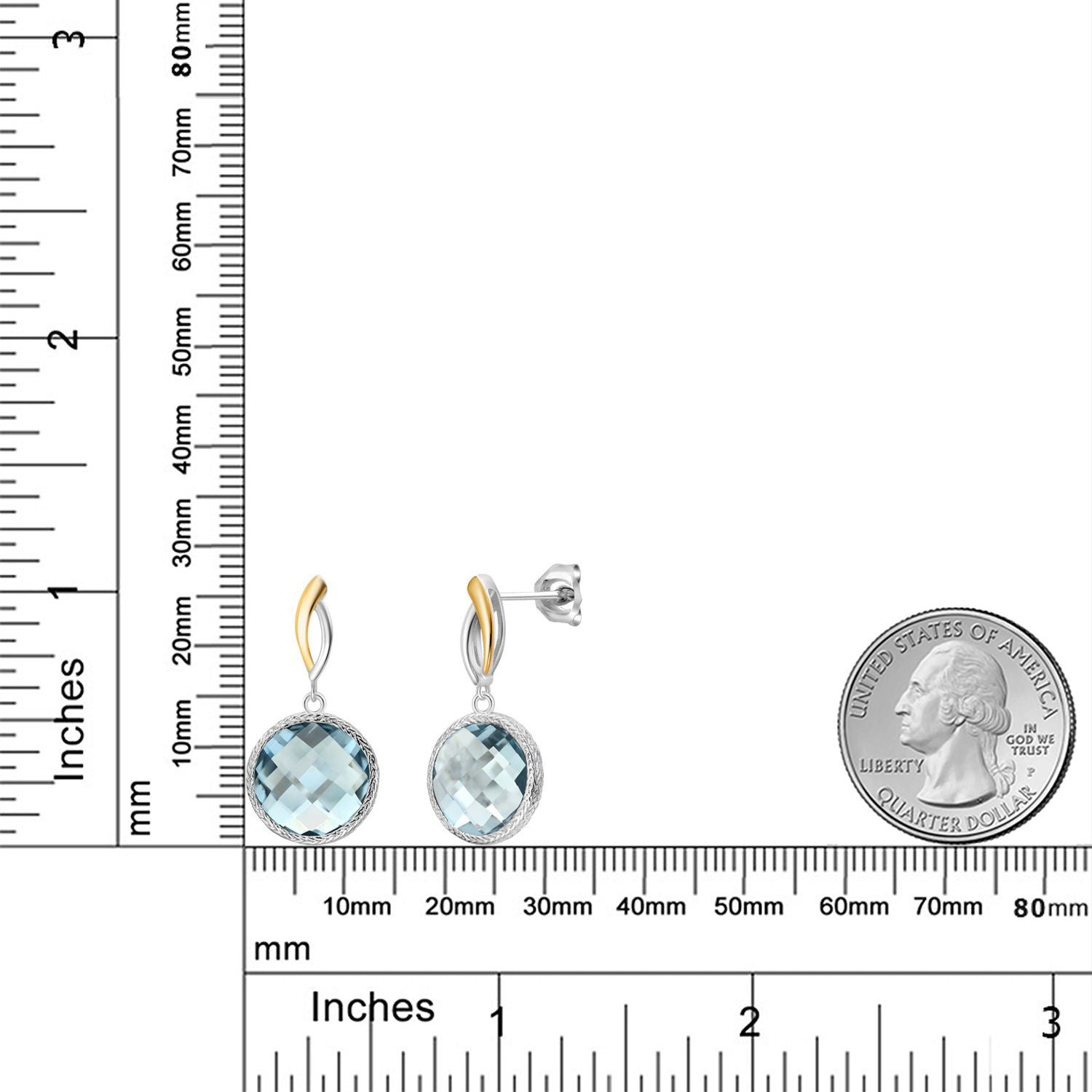 925 Sterling Silver Sky Blue Simulated Aquamarine Earrings for Women | 13.40 Cttw | Gemstone March Birthstone | Round 12MM