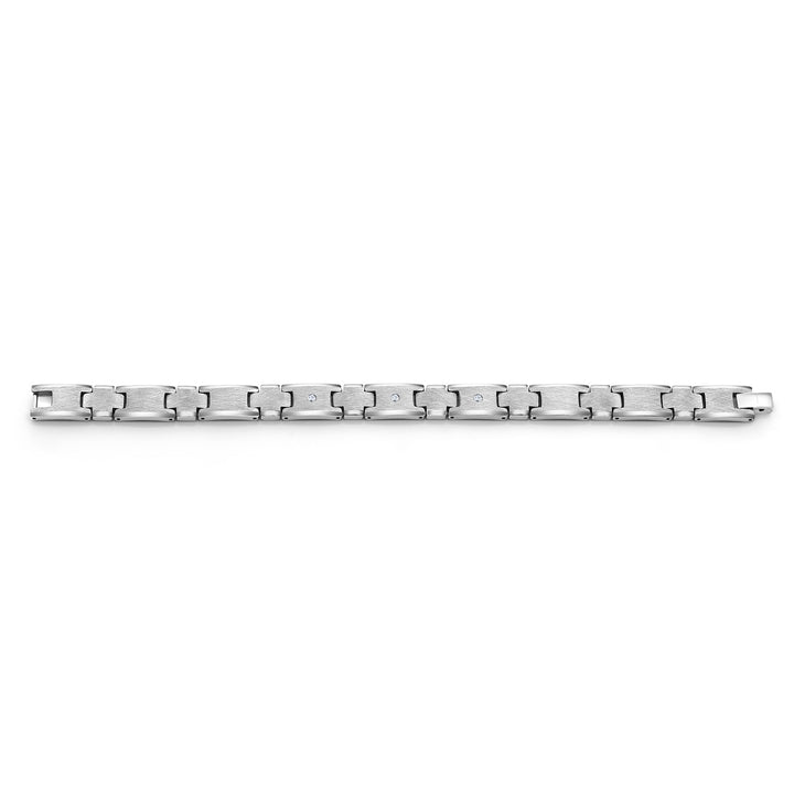 Men’s 3 Round Lab Grown Diamonds Satin and Polish Finish Tungsten Carbide Bracelet