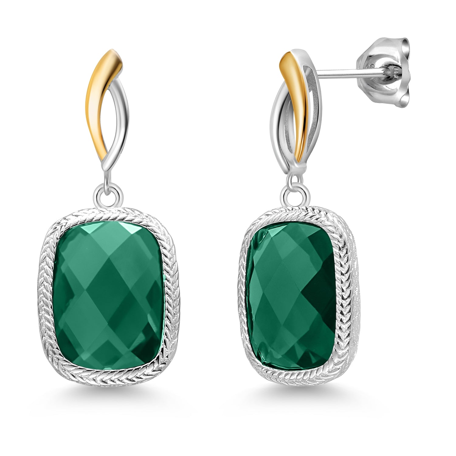 Earrings in 925 Sterling Silver and 10K Yellow Gold
