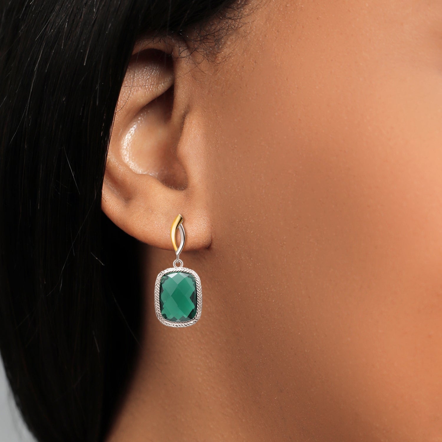 Earrings in 925 Sterling Silver and 10K Yellow Gold