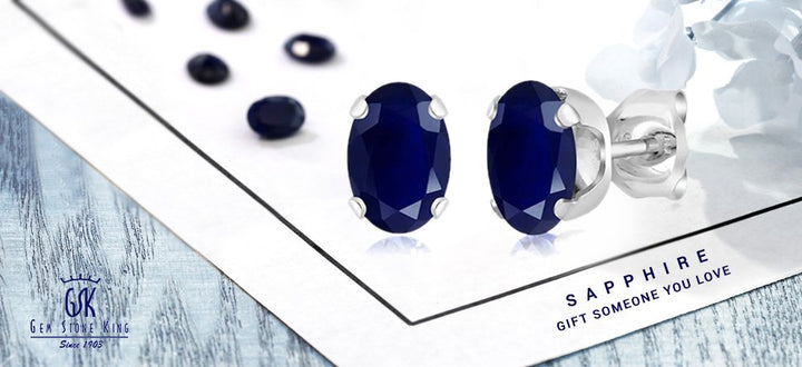 1.10 Cttw Blue Sapphire Stud Earrings For Women Men In 925 Sterling Silver | Gemstone Birthstone | Oval 6X4MM