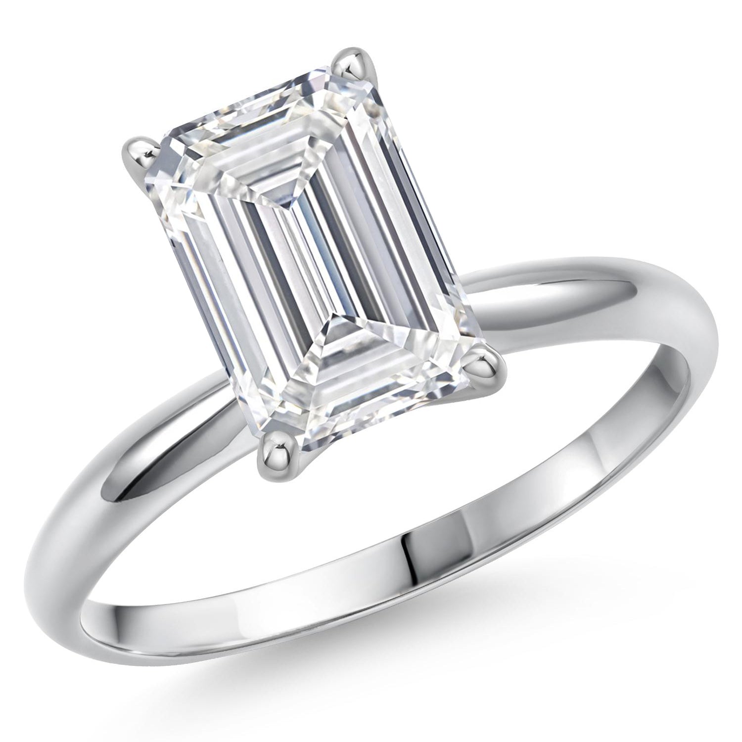 Emerald Cut_3.00 Carat_6_Ring in 14K White Gold