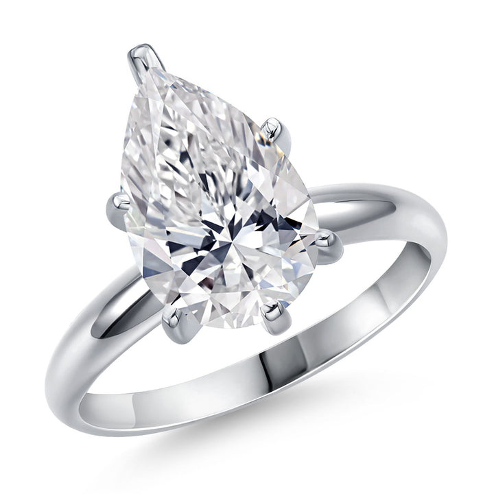 Pear Shape_3.00 Carat_5_Ring in 14K White Gold