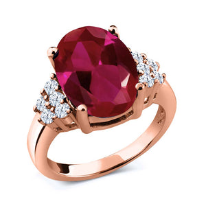 Created Ruby - July_5_Ring in 925 Rose Gold Plated Silver