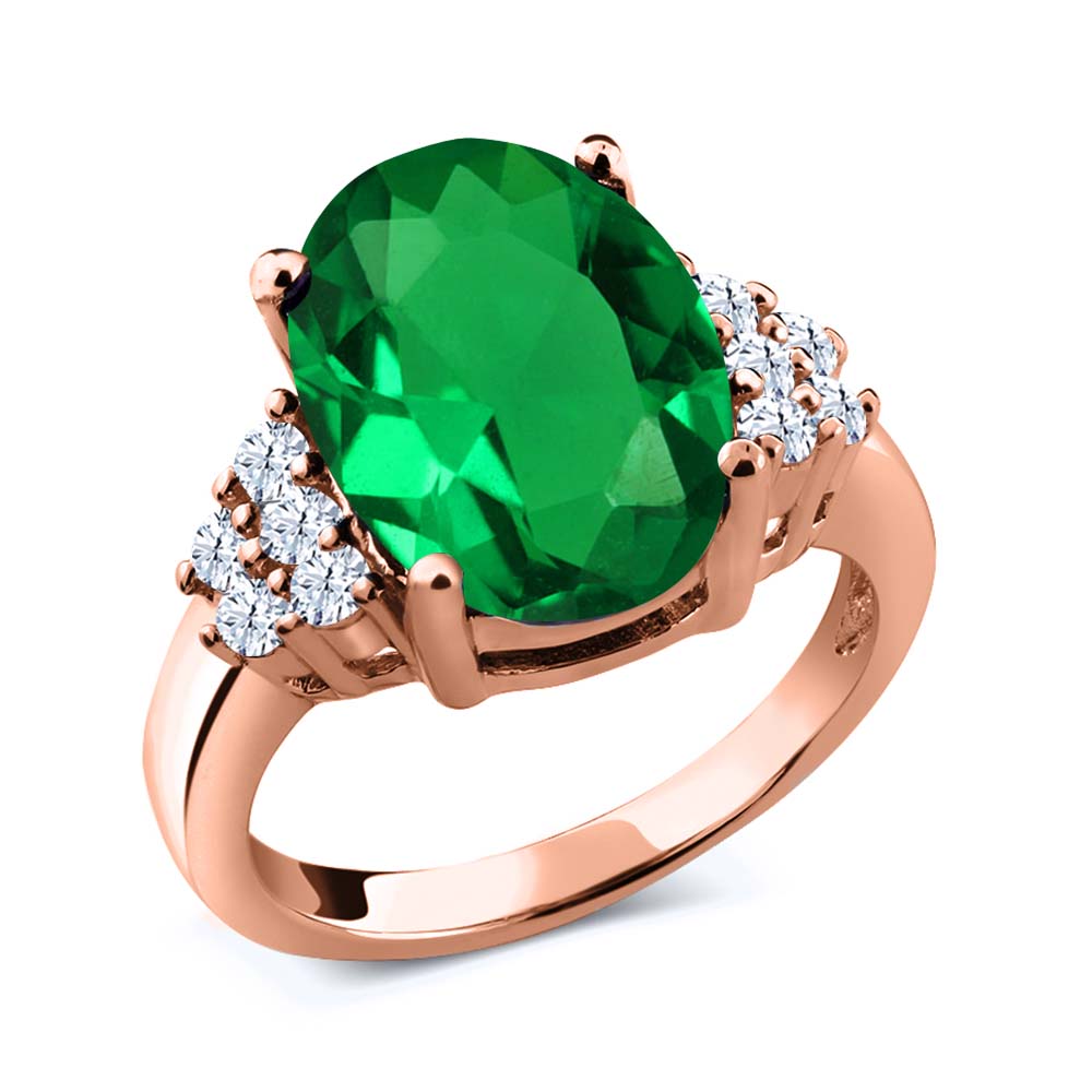 Nano Emerald - May_9_Ring in 925 Rose Gold Plated Silver