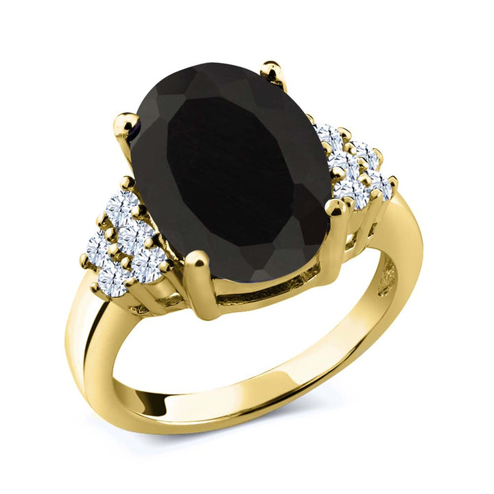 Onyx - December_5_Ring in 925 Yellow Gold Plated Silver