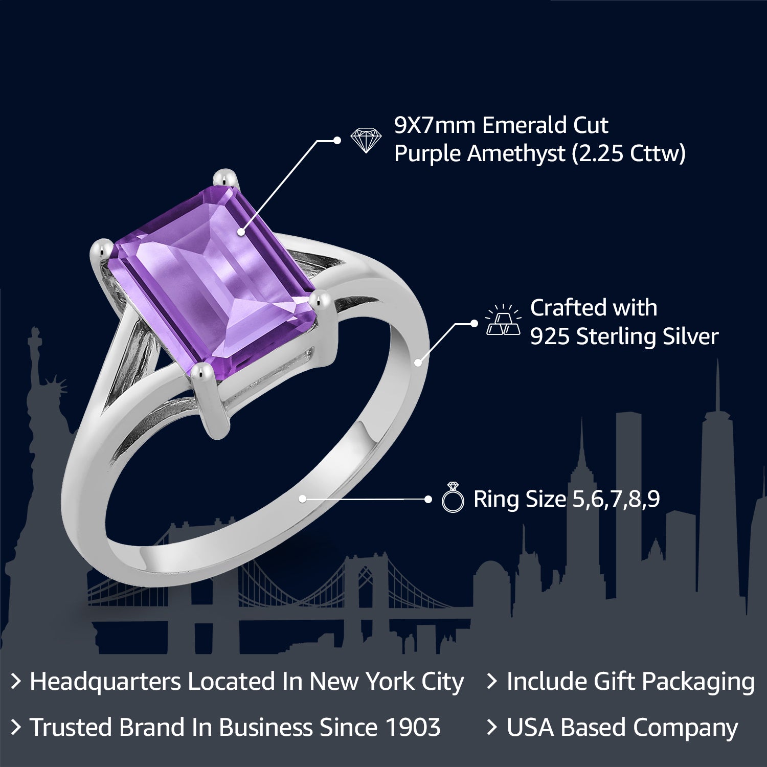 Amethyst - February_6_Ring in 925 Sterling Silver