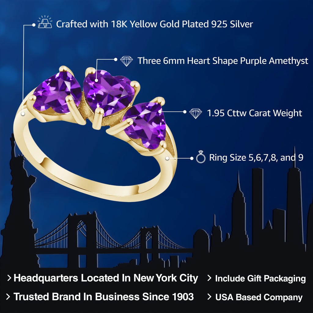 Amethyst - February_6_Ring in 925 Yellow Gold Plated Silver