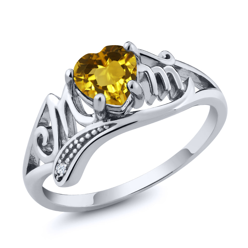 Citrine - White Topaz - November_7_Ring in 925 Sterling Silver