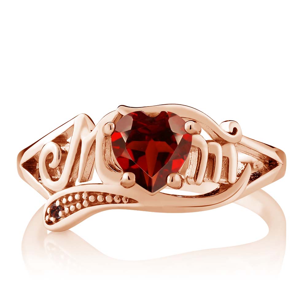 Garnet - January_8_Ring in 925 Rose Gold Plated Silver