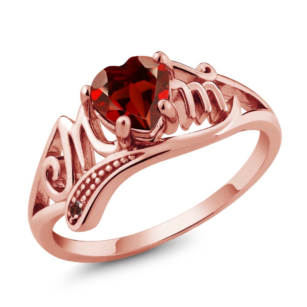Garnet - January_8_Ring in 925 Rose Gold Plated Silver