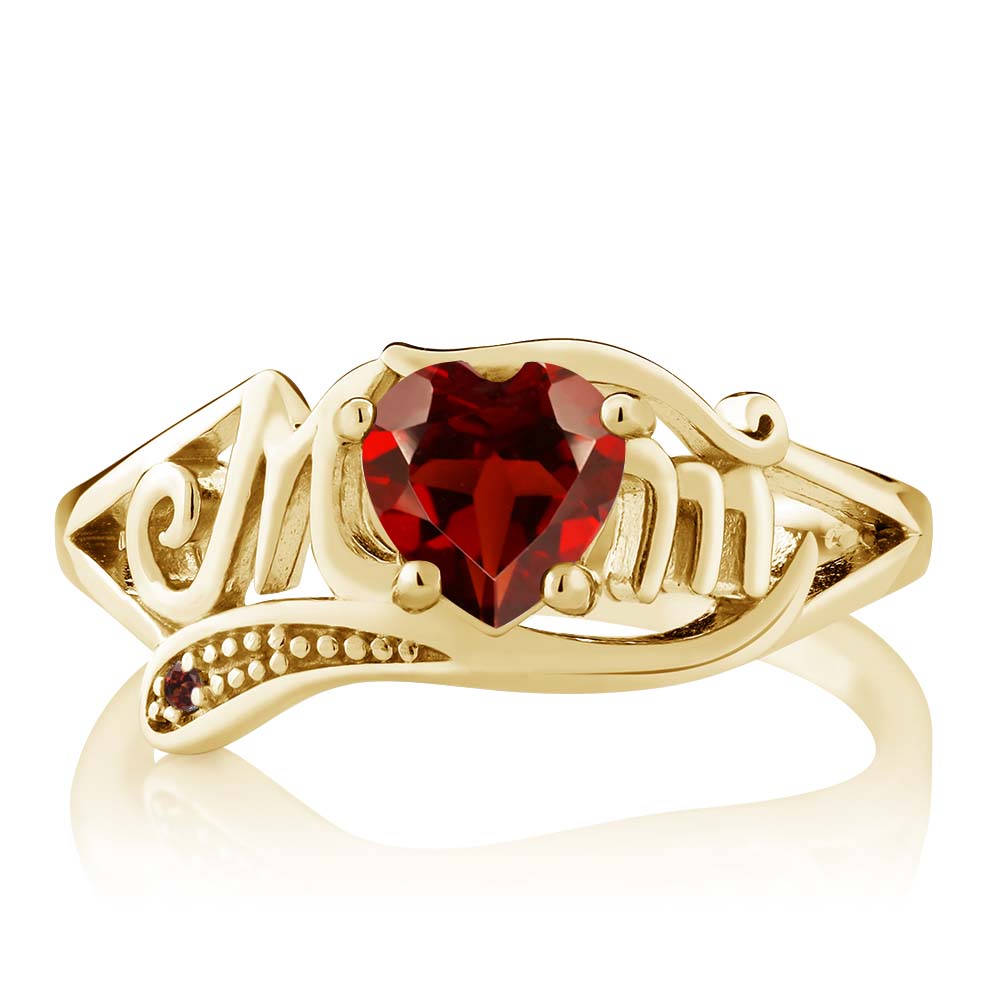 Garnet - January_8_Ring in 925 Yellow Gold Plated Silver