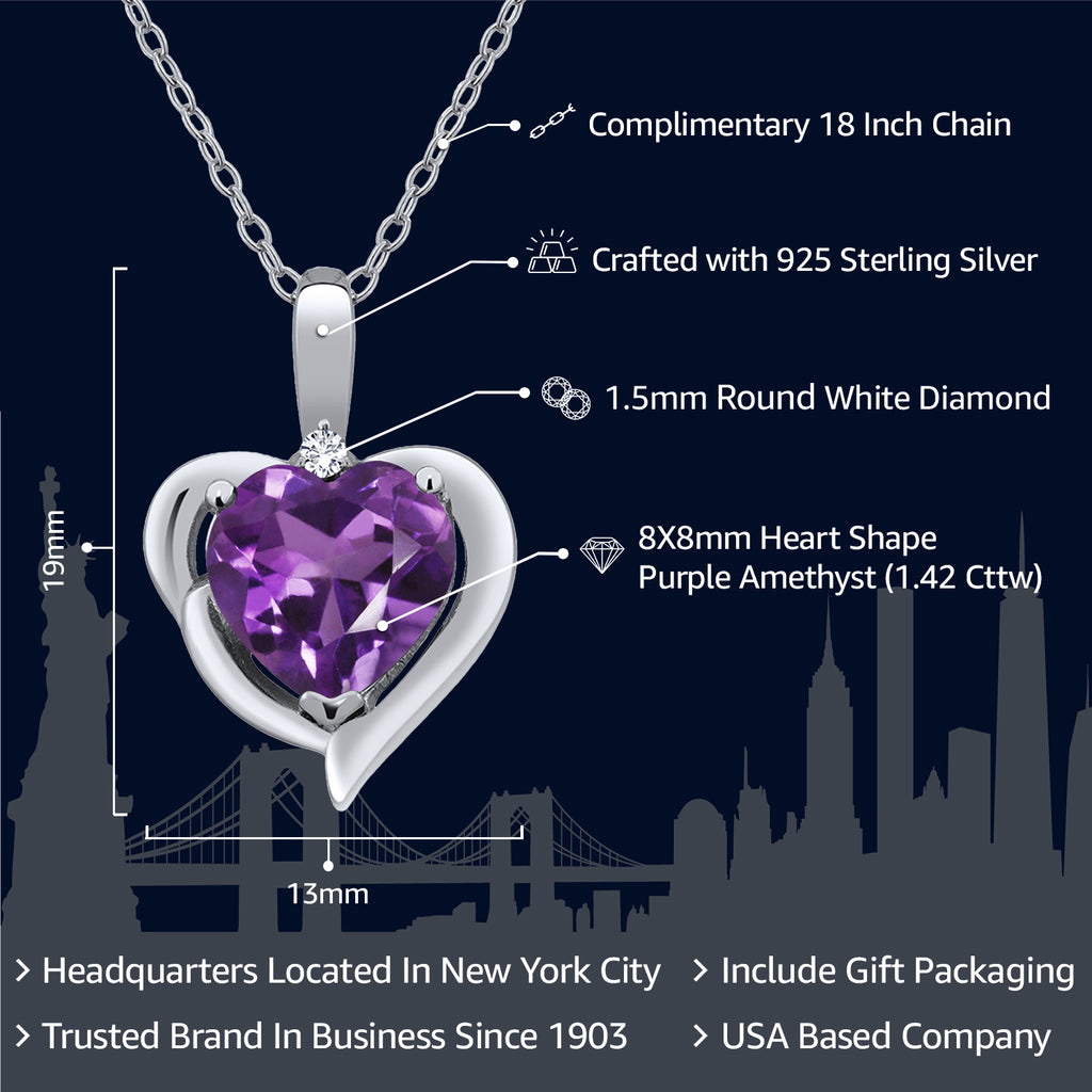 White Diamond - Amethyst - February_Pendant in 925 Sterling Silver