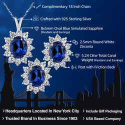 Pendant Earrings Set in 925 Sterling Silver