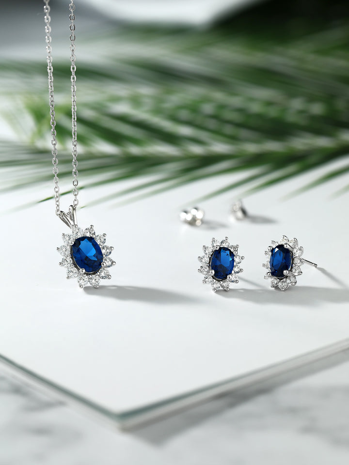 Pendant Earrings Set in 925 Sterling Silver