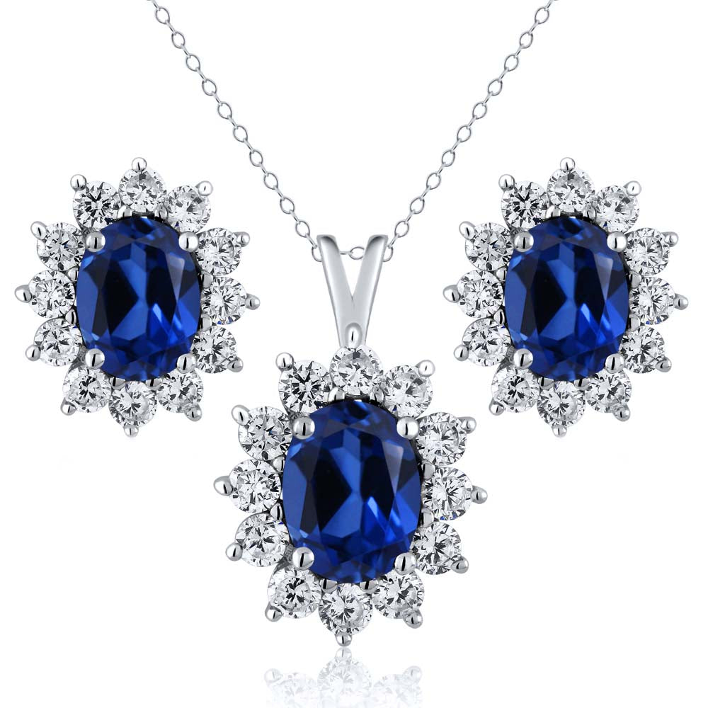 Pendant Earrings Set in 925 Sterling Silver