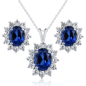 Pendant Earrings Set in 925 Sterling Silver