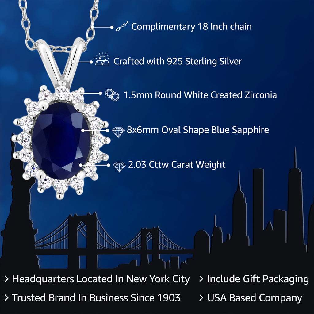 Blue Sapphire - September_Pendant in 925 Sterling Silver