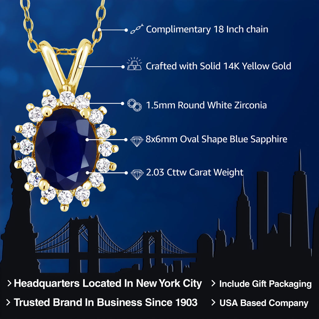 Blue Sapphire - September_Pendant in 14K Yellow Gold