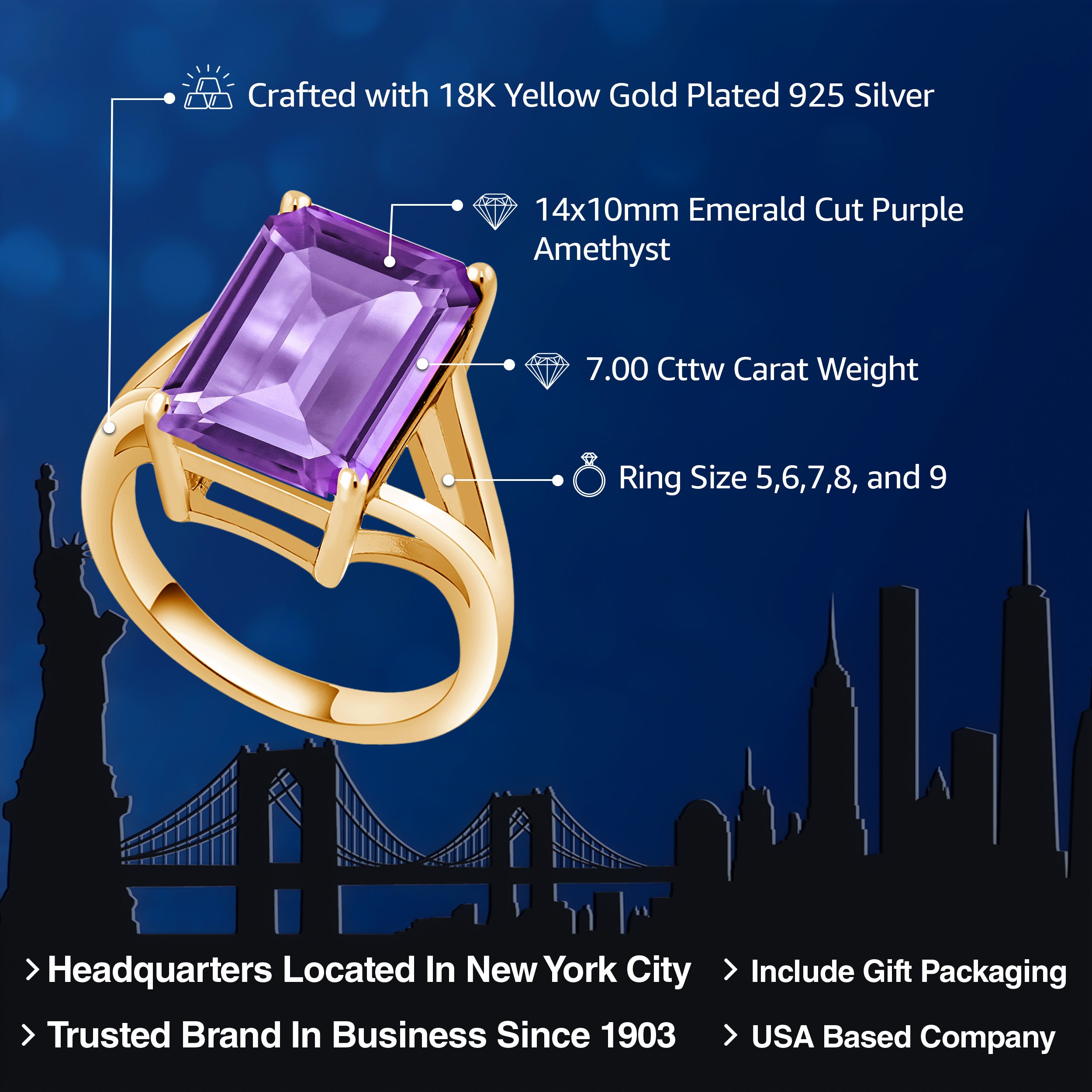 Ring in 925 Yellow Gold Plated Silver